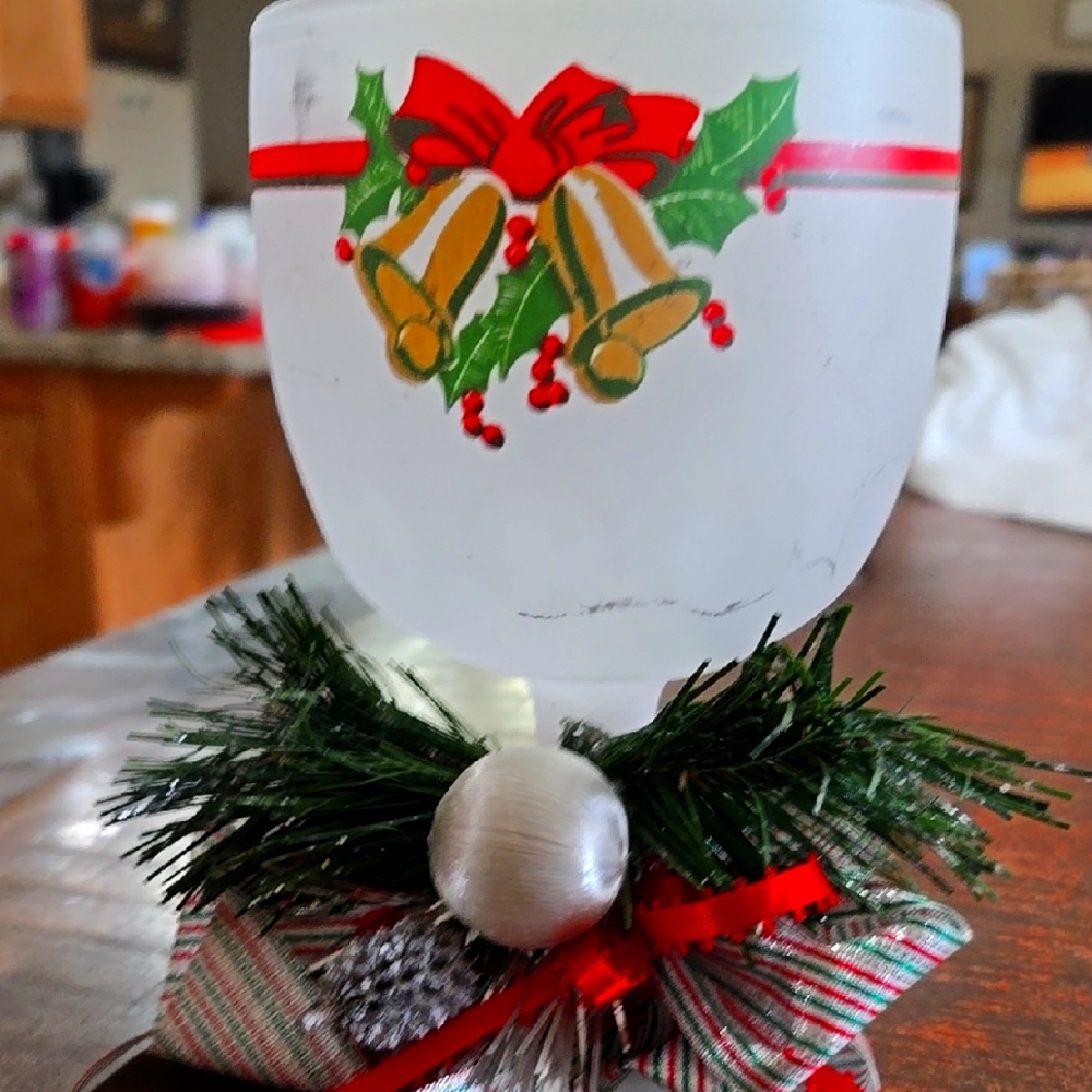Festive Holiday Candle Holder with Red and Green Accents